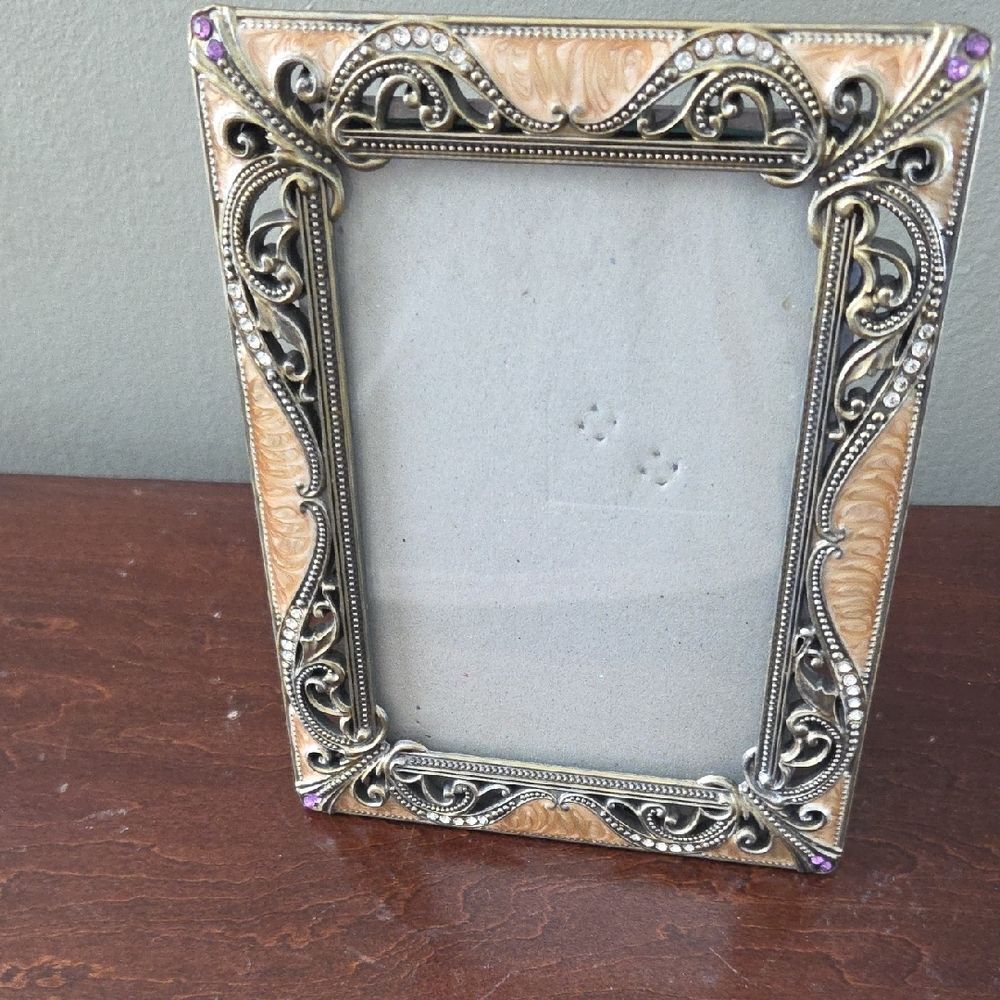 Ornate Silver and Tan Photo Frame